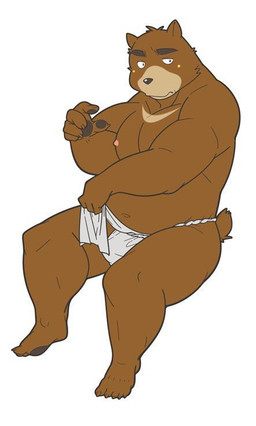 anthro asian_clothing belly blush brown_body bulge clothing east_asian_clothing fundoshi humanoid_hands japanese_clothing kemono male moobs nipples overweight overweight_male simple_background sitting solo underwear white_background white_clothing white_fundoshi white_underwear wanaguma whinge morenatsu juuichi_mikazuki bear mammal 2015