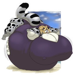 ahegao air_inflation anthro belly belly_expansion big_belly big_breasts big_butt black_spots blonde_hair blue_clothing blue_swimwear body_inflation breast_expansion breasts butt butt_expansion clothing ear_piercing expansion female fur grey_body grey_fur hair huge_belly huge_breasts huge_butt hyper hyper_belly hyper_breasts hyper_butt hyper_inflation immobile inflation looking_pleasured lying markings motion_lines multicolored_body multicolored_fur nipple_outline nipples on_front one-piece_swimsuit piercing puffy_nipples solo spherical_inflation spots striped_markings striped_tail stripes swelling swimwear tail tail_markings white_body white_fur daikanu tila_sunrise felid mammal pantherine snow_leopard 2019 hi_res