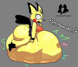 anthro belly big_belly big_butt butt ellipsis female grey_background heart_symbol simple_background vore kaiser_grr nintendo pokemon kelly_(kaiser_grr) generation_2_pokemon pichu pokemon_(species) hi_res