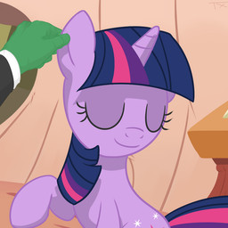 cutie_mark disembodied_hand duo female feral fur hair horn multicolored_hair purple_body purple_fur purple_hair solo_focus two_tone_hair txlegionnaire friendship_is_magic hasbro my_little_pony mythology anon twilight_sparkle_(mlp) equid equine mammal mythological_creature mythological_equine unicorn 1:1