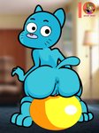 anthro anus ball blue_body blue_fur butt casual_nudity dirty_anus exercise_ball female fur genitals looking_back mature_anthro mature_female nude pussy sitting sitting_on_ball solo moon_pearl succubi_samus cartoon_network milftoon the_amazing_world_of_gumball nicole_watterson domestic_cat felid feline felis mammal absurd_res hi_res