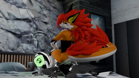 anthro anus armor balls bed bedroom biped black_hand black_hands body_hair breastplate butt c.a.m. chest_fur chest_hair chest_tuft chrome chrome_body cybernetic_arm cybernetic_hand cybernetic_limb cybernetics digitigrade duo facesitting fingers fluffy fluffy_ears fluffy_hair fluffy_tail fur furniture genitals glowing glowing_body glowing_eyes green_body green_eyes grey_body grey_fur grey_hair hair machine male male/male metal metallic_body military multicolored_body neck_tuft nude on_bed orange_body penile penis prosthetic prosthetic_arm prosthetic_hand prosthetic_limb protogen_armor protogen_face protogen_visor protogenized robotic robotic_arm robotic_hand robotic_limb screen screen_face sitting sitting_on_another smile soldier special_forces tail tail_motion tail_tuft tailwag tongue tongue_out tuft warrior white_body vibincane9 mythology cane9 yuri_chacal canid canine canis dragon jackal mammal mythological_creature mythological_scalie novabeast protogen scalie 16:9 3d_(artwork) 3d_animation animated blender_(artwork) colored digital_media_(artwork) hi_res short_playtime sound video widescreen