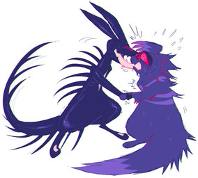 ambiguous_gender back_spines black_body blush blush_lines bodily_fluids crying digitigrade duo feral feral_on_feral forced fur held_in_place male male/male oral oral_penetration penetration purple_body purple_fur smile struggling sweat tears tounging kriddykreme rain_world videocult fan_character knight_slugcat krug slugcat hi_res sketch_page