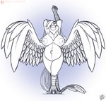 anthro arms_above_head beak big_breasts breasts feathered_wings feathers female huge_breasts nipples non-mammal_breasts nude pregnant pregnant_anthro pregnant_female simple_background smile solo stretching wings drxii european_mythology greek_mythology mythology aritak_(character) avian bird mythological_avian mythological_bird mythological_creature mythological_firebird phoenix digital_media_(artwork) hi_res