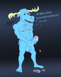 anthro antlers ball_tuft balls big_penis blue_body blue_fur bodily_fluids body_hair chest_hair cum dialogue ejaculation foreskin fur genital_fluids genitals horn male masturbation penis solo text tuft mckodimus happy_tree_friends lumpy_(htf) deer mammal moose new_world_deer 4:5 absurd_res english_text hi_res