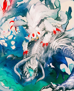 3_claws 4_arms 4_claws ambiguous_gender black_body blue_mouth blue_tongue claws duo electricity fangs female feral fluffy fluffy_arms fluffy_ears fluffy_tail fur larger_ambiguous lightning long_tail looking_aside multi_arm multi_limb no_pupils red_claws riding_on_back simple_background size_difference smaller_female spikes spikes_(anatomy) tail teeth tongue white_background white_body white_fur yellow_eyes gekidan_suruga capcom made_in_abyss monster_hunter faputa arkveld flying_wyvern humanoid narehate hi_res