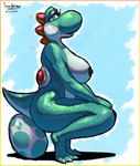 3_toes anthro areola bedroom_eyes big_breasts big_butt blush border breasts butt claws egg feet female green_areola green_body green_nipples heart_symbol looking_at_viewer narrowed_eyes nipples nude seductive simple_background sitting solo thick_thighs toe_claws toes yoshi_egg soulharvest mario_bros nintendo green_yoshi scalie yoshi hi_res