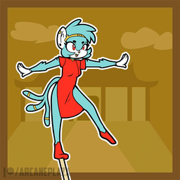 anthro asian_clothing blue_body blue_fur blue_hair chinese_clothing clothing east_asian_clothing female fur hair red_clothing red_eyes solo stick arcaneplaza xingzuo_temple shiliu_(diives) haplorhine humanoid mammal monkey primate 1:1 2d_animation animated loop motion_tweening