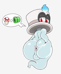 anus backsack balls big_butt black_outline butt clothing deep_skin genitals glistening hat headgear headwear huge_butt inviting looking_back male not_furry outline presenting presenting_hindquarters rear_view red_eyes shortstack shortstack_male simple_background solo spread_butt spreading acstlu mario_bros nintendo super_mario_odyssey cappy_(mario) animate_inanimate bonneter ghost mammal spirit 2017 digital_media_(artwork) hi_res
