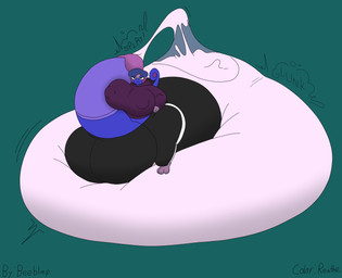 anthro balls big_balls big_breasts big_butt big_nipples big_penis black_bottomwear black_clothing black_pants blue_background blue_body blue_eyelids blue_hair blue_penis blue_tail bodily_fluids bottomwear breasts butt clothing condom condom_balloon condom_jet_bulge cum ejaculation emotionless excessive_cum excessive_genital_fluids filled_condom genital_fluids genitals glans glunk_(sound_effect) green_eyes gynomorph hair hoodie huge_balls huge_breasts huge_butt huge_nipples huge_penis huge_thighs hyper hyper_balls hyper_breasts hyper_butt hyper_condom hyper_cum hyper_genitalia hyper_nipples hyper_penis intersex motion_lines nipple_outline nipples onomatopoeia pants penis pink_condom purple_cheeks purple_clothing purple_glans purple_hoodie purple_topwear sexual_barrier_device simple_background sitting sitting_on_condoms solo sound_effects tail text thick_thighs three-quarter_view tight_clothing topwear beeblimp reathe third-party_edit nintendo pokemon marco_(reathe) drizzile generation_8_pokemon lizard pokemon_(species) reptile scalie 2025 absurd_res artist_name color_edit colored digital_media_(artwork) hi_res shaded busty_boy_(lore) male_(lore)