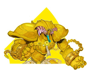 5_fingers ankh chain clothing cuff_(restraint) egyptian egyptian_clothing egyptian_headdress fingers humanoid_hands male restraints shackles solo toothy_grin osporin yu-gi-oh! exodia_the_forbidden_one duel_monster monster 2024 absurd_res colored hi_res