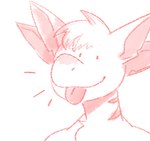 4_ears anthro blep gills hair male multi_ear red_monochrome solo tongue tongue_out vird sal_(salboye) fish marine shark 2022 digital_media_(artwork) icon sketch