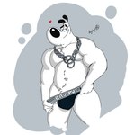 anthro clothing furry-specific_brand jewelry jockstrap male muscular necklace solo text text_on_briefs text_on_clothing text_on_jockstrap text_on_underwear underwear lizardman_(artist) nickelodeon t.u.f.f._puppy dudley_puppy canid canine canis domestic_dog mammal 1:1