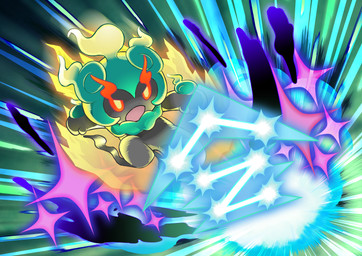 ambiguous_gender angry attack attack_pose aura black_body fire green_body open_mouth orange_eyes pose solo sparkles nintendo pokemon generation_7_pokemon ghost humanoid legendary_pokemon marshadow marshadow_(zenith_form) pokemon_(species) spirit absurd_res hi_res official_art