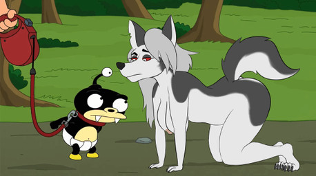 all_fours anthro breasts butt diaper duo female female_prey leash male male/female male_pred nipples nude vore pickles-hyena comedy_central futurama hellaverse helluva_boss mythology loona_(helluva_boss) nibbler canid canid_demon canine demon hellhound mammal mythological_canine mythological_creature animated animated_gif short_playtime