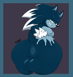5_fingers anthro anus balls bedroom_eyes big_anus big_balls big_butt black_nose blue_body blue_border blue_fur border butt claws fingers fur genitals green_eyes grey_background grin grinning_at_viewer half-closed_eyes hand_imprint hand_on_butt imprint looking_at_viewer looking_back looking_back_at_viewer male muscular muscular_male narrowed_eyes presenting presenting_anus presenting_balls seductive sharp_teeth simple_background smile smiling_at_viewer solo teeth thick_thighs toony flamez sega sonic_the_hedgehog_(series) sonic_unleashed sonic_the_hedgehog sonic_the_werehog eulipotyphlan hedgehog mammal werecreature wereeulipotyphlan werehog 2025 cel_shading digital_drawing_(artwork) digital_media_(artwork) hi_res shaded signature
