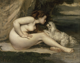 5_toes ambiguous_feral ambiguous_gender biped breasts detailed_background duo feet female female_human feral fur hair humanoid_feet humanoid_hands looking_at_another narrowed_eyes nipples nude nude_female nude_human outside painterly plant plantigrade quadruped side_view sitting standing tail toes tree white_body white_fur gustave_courbet public_domain canid canine canis domestic_dog human mammal 19th_century absurd_res ancient_art hi_res oil_painting_(artwork) painting_(artwork) signature traditional_media_(artwork) traditional_painting_(artwork)