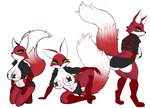 anthro bottomwear clothing dipstick_tail female fur jacket markings nipple_tape pasties red_body red_fur shorts simple_background solo tail tail_markings tape topwear white_background white_body white_fur wallyroo jasper_(jackwolf) canid canine fox mammal absurd_res hi_res model_sheet