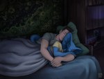 anthro bed bedding bedroom blanket cuddling duo fangs female furniture hair hug male painting photo pillow resting_on_arms slavic sleeping tail teeth ethrk human mammal reptile scalie snake viper 2021 digital_media_(artwork)