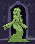 big_breasts bone breasts crown doorway female hair headgear not_furry princess royalty skeleton slime smile solo thingshappen towergirls slime_princess_(towergirls) goo_creature humanoid 2016 hi_res