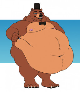 5_fingers 5_toes anthro belly big_belly big_moobs black_eyebrows black_nose black_pawpads blue_eyes bow_tie butt claws clothing deep_navel eyebrows feet fingers hat headgear headwear huge_belly male moobs navel nipples obese obese_anthro obese_male overweight overweight_anthro overweight_male pawpads pink_nipples solo standing toes top_hat white_claws blojack_(artist) five_nights_at_freddy's scottgames freddy_(fnaf) bear mammal hi_res