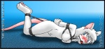 anthro barefoot bdsm biped blush bondage bound breasts featureless_breasts featureless_crotch feet female gag gagged hands_behind_back hogtied nude open_mouth_gag ring_gag rope solo submissive submissive_female tail tydrian nezumiyuki mammal murid murine rat rodent