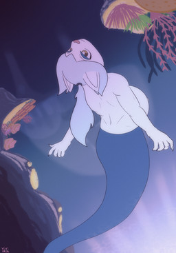belly hair male ponytail pregnant pregnant_male sea solo split_form underwater water v-draws-ad vinyl_iceheart anthozoan aquatic cnidarian coral domestic_cat felid feline felis mammal merfolk hi_res