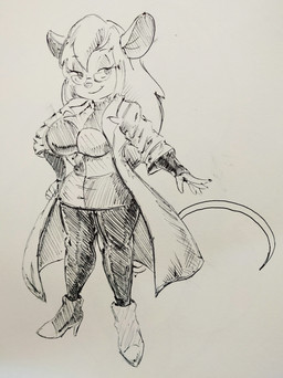 anthro big_breasts boots breasts clothing coat cosplay crossover_cosplay curvy_figure eyelashes eyewear female fingers footwear glasses hair hand_on_hip hand_on_own_hip high_heeled_boots high_heels lab_coat long_hair long_tail shoes small_waist smile solo tail topwear pikapika212 chip_'n_dale_rescue_rangers disney dragon_ball dragon_ball_fighterz android_21 gadget_hackwrench mammal mouse murid murine rodent 2023 absurd_res black_and_white crossover hi_res monochrome sketch traditional_media_(artwork)
