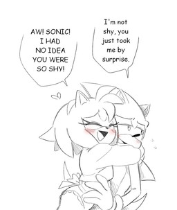 anthro blush bow_panties bow_underwear clothing cropped_sweater duo female heart_symbol hug male panties text underwear tiolimond sega sonic_the_hedgehog_(series) amy_rose sonic_the_hedgehog eulipotyphlan hedgehog mammal english_text
