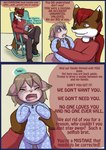 2015 abuse anthro babystar bad_parenting biped bodily_fluids canid canine canis child_abuse comic crying detailed_background dialogue digital_media_(artwork) duo english_text eyes_closed female fox fur gemma_polson hair hi_res humiliation hybrid jack_murdock male mammal one_tooth rodent sciurid sitting sobbing tears text tree_squirrel verbal_abuse wolf young young_anthro