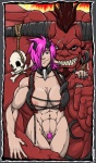 abs biceps bottomless clothed clothing collar duo female horn male male/female muscular muscular_female nipples not_furry pubes scar skimpy jax_the_bat dungeons_and_dragons hasbro wizards_of_the_coast zelly demon elf horned_humanoid humanoid tiefling digital_media_(artwork)