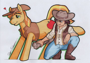animal_genitalia animal_penis balls bestiality cowboy duo equine_genitalia equine_penis erection feral genitals hair handjob human_on_feral interspecies male male/male penile penis sex simple_background white_background rotten_owl friendship_is_magic hasbro my_little_pony braeburn_(mlp) equid equine horse human mammal pony hi_res traditional_media_(artwork)