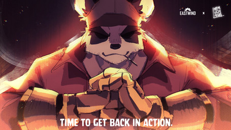 anthro bearded black_dress_shirt clothing empty_eyes fur gloves grey_body grey_fur handwear male solo text white_body white_fur hemuchang eastwind studio_chipcoat mammal procyonid raccoon 16:9 2022 4k absurd_res character_request english_text hi_res widescreen