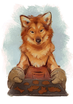 ambiguous_gender anthro black_nose fur orange_body orange_fur smile solo jeniak canid canine canis domestic_dog mammal 2015 digital_media_(artwork)