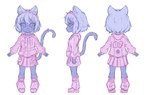 2024 anthro butt clothed clothing domestic_cat ears_up felid feline felis female flat_chested footwear hair hi_res hoodie katsurou looking_at_viewer mammal nipples shirt shoes short_hair simple_background smile socks solo standing tail topwear turnaround young young_female