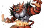 abs anthro biceps claws fur male muscular muscular_anthro muscular_male pecs red_body red_fur solo teeth nick300 nintendo pokemon felid feline generation_7_pokemon incineroar mammal pokemon_(species) 2019 absurd_res hi_res