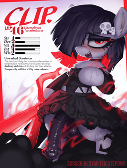 alternative_fashion animal_genitalia animal_penis balls black_hair blush bodily_fluids bottomwear choker clothed clothing ears_up emo equine_genitalia equine_penis erection eyelashes eyeshadow feral fur genitals glistening glistening_genitalia glistening_penis grey_body gynomorph hair hair_over_eye hair_over_face half-closed_eyes hooves intersex jewelry makeup mascara medial_ring narrowed_eyes necklace one_eye_obstructed open_mouth penis red_eyes red_hair skirt skull_accessory smile solo standing stats sweat sweatdrop teeth text tongue topwear unguligrade quotepony hasbro my_little_pony clip_(quotepony) earth_pony equid equine horse mammal pony absurd_res english_text hi_res signature