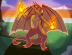 angry anthro fire horn looking_at_viewer magic male muscular muscular_anthro muscular_male simple_background solo tail wings singingbirdstudio mythology dragon hybrid kangaroo macropod mammal marsupial mythological_creature mythological_scalie scalie digital_media_(artwork)