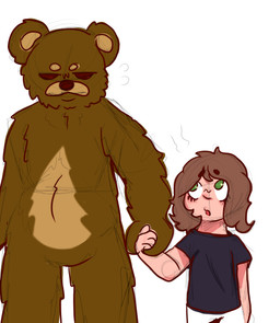 adult_on_young age_difference anthro duo female hand_holding implied_pedophillia male pedophilia_temptation young young_female dogboy1828 pedobear bear human mammal absurd_res hi_res meme