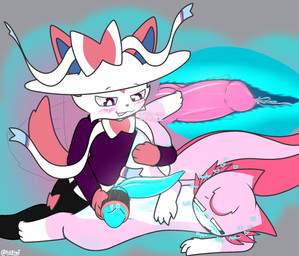 2_penises 3_toes 4_fingers animal_genitalia animal_penis anthro big_tail blue_insides blue_internal blue_penis blush bodily_fluids bulge canine_genitalia canine_penis cetacean_genitalia cetacean_penis clothing cute_fangs diphallism dripping duo external_gills fangs feet femboy femboy/femboy feral fin fingers fleshlight_position from_behind_position genital_fluids genitals gills hand_on_chest hat headgear headwear heart_symbol hemipenes holding_leg internal internal_anal long_tail looking_at_another looking_at_partner looking_pleasured lying male male/male moan multi_genitalia multi_penis multicolored_body on_back penetrable_sex_toy penis pink_body pink_penis precum precum_drip raised_leg ribbons sex sex_toy simple_background smile steam tail tail_fin tail_motion tailwag tapering_penis teeth text toes toony unusual_insides white_body hikiwi nintendo pokemon kiwi_(hikiwi) lukeribbonz amphibian axolotl eeveelution generation_6_pokemon marine mole_salamander pokemon_(species) salamander sylveon colored digital_drawing_(artwork) digital_media_(artwork) hi_res traditional_media_(artwork)