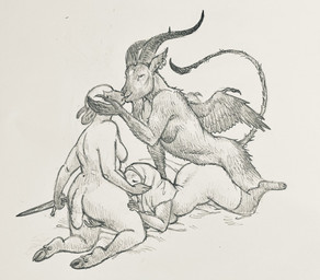 all_fours anthro breasts cloven_hooves cunnilingus doggystyle ear_piercing ear_ring eyes_closed feathered_wings feathers female female/female fingering fingering_partner from_behind_position group holding_face holding_object holding_weapon hooves horn kissing kneeling melee_weapon nude nude_anthro nude_female oral penetration piercing ring_piercing sex simple_background sword tail trio underhoof vaginal vaginal_fingering veil weapon wings uniboar bovid canid canine caprine demon fox goat mammal sheep hi_res monochrome traditional_media_(artwork)
