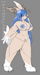 anthro areola blue_areola blue_eyes blue_hair blue_insides blue_mouth blue_nipples blue_pussy blush bodily_fluids breasts claws emotionless female fluffy fluffy_tail fur genital_fluids genitals grey_background hair inner_ear_fluff light_body light_fur light_skin looking_at_viewer nipples pussy raised_hand shocked simple_background solo tail tuft unusual_insides vaginal_fluids white_body white_fur snowyfoxpixel kirby_(series) nintendo nintendo_switch francisca_(kirby) hare lagomorph leporid mammal rabbit colored_sketch sketch