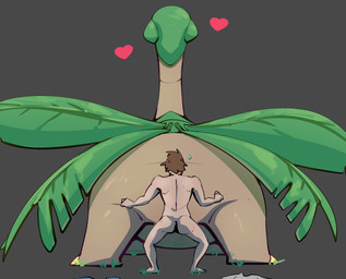 bestiality biped bodily_fluids brown_body brown_hair brown_skin butt claws clothing duo female feral feral_penetrated fingers grass green_body green_skin grey_background hair heart_symbol human_on_feral human_penetrating human_penetrating_feral interspecies larger_female larger_feral larger_penetrated leaf male male/female male_human nude penetration plant pokephilia quadruped sex simple_background size_difference smaller_human smaller_male standing sweat sweatdrop yellow_claws fizzpop nintendo pokemon generation_3_pokemon human mammal pokemon_(species) tropius 2025 hi_res