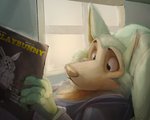 anthro clothed clothing fur grey_body grey_fur male solo text sjru_(artist) beastars legoshi_(beastars) canid canine canis lagomorph leporid mammal rabbit wolf 2021 hi_res