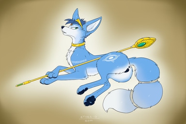 anatomically_correct anatomically_correct_anus anatomically_correct_genitalia anatomically_correct_vulva animal_genitalia animal_vulva anus bedroom_eyes black_nose blue_body blue_fur blue_hair butt canine_genitalia canine_vulva collar dipstick_tail female feral feralized fur genitals hair jewelry looking_back markings multicolored_tail narrowed_eyes nude pawpads paws presenting presenting_anus presenting_hindquarters presenting_vulva raised_tail seductive simple_background solo staff tail tail_anus tail_markings tail_wraps text vulva white_body white_fur wraps ethersilverfox nintendo star_fox krystal_(star_fox) canid canine fox mammal 2019 3:2 dated digital_drawing_(artwork) digital_media_(artwork) english_text