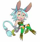 chibi clothed clothing female happy looking_at_viewer simple_background solo white_background birbseeds wildstar chimer_vesta animal_humanoid aurin humanoid hi_res