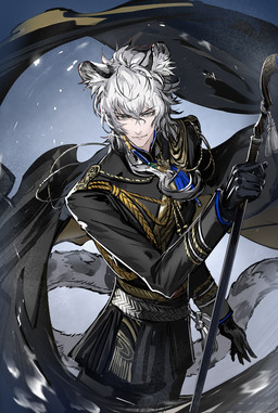 belt black_clothing black_gloves black_handwear clothing gloves grey_eyes grey_hair hair handwear holding_object holding_staff looking_at_viewer male simple_background smile solo staff tail ryuuzaki_ichi arknights hypergryph studio_montagne silverash_(arknights) animal_humanoid felid felid_humanoid humanoid mammal mammal_humanoid pantherine pantherine_humanoid snow_leopard_humanoid 2024 hi_res