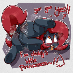 anus blush bodily_fluids daddy_kink dialogue eyelashes female feral genital_fluids hair hooves looking_pleasured masturbation pupils quadruped red_hair smile tail text tongue tongue_out vaginal_fluids louvely hasbro my_little_pony fan_character equid equine mammal 1:1 hi_res