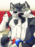 anthro armpit_hair blue_clothing blue_underwear body_hair bulge clothing duo jockstrap looking_at_viewer lube male male/male red_clothing red_underwear underwear sky3 canid canine canis domestic_dog husky mammal nordic_sled_dog spitz 2015 3:4 hi_res brother_(lore) brothers_(lore) incest_(lore) sibling_(lore) twins_(lore)