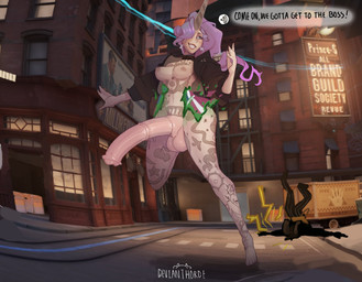 ambiguous_gender animal_genitalia animal_penis anthro belly_tattoo big_penis bottomless bovid_horn breasts caprine_horn chest_tattoo clothed clothing equine_genitalia equine_penis faceplant genitals goat_horn gynomorph gynomorph_focus hair horn hyper_long_penis intersex intersex_focus jacket jacket_only leg_tattoo penis pubic_tattoo public public_exposure purple_hair raised_leg solo_focus standing tattoo topwear topwear_only unicorn_horn wardrobe_malfunction devianthorde deadlock_(game) valve billy_(deadlock) celeste_(deadlock) animal_humanoid bovid caprine equid equid_humanoid equine equine_humanoid goat humanoid mammal mammal_humanoid unicorn_humanoid hi_res